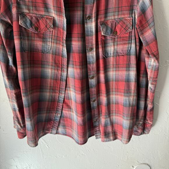 Current/Elliott Red Plaid Flannel Shirt Women Small‎ 100% Cotton Western Grunge - Picture 3 of 8